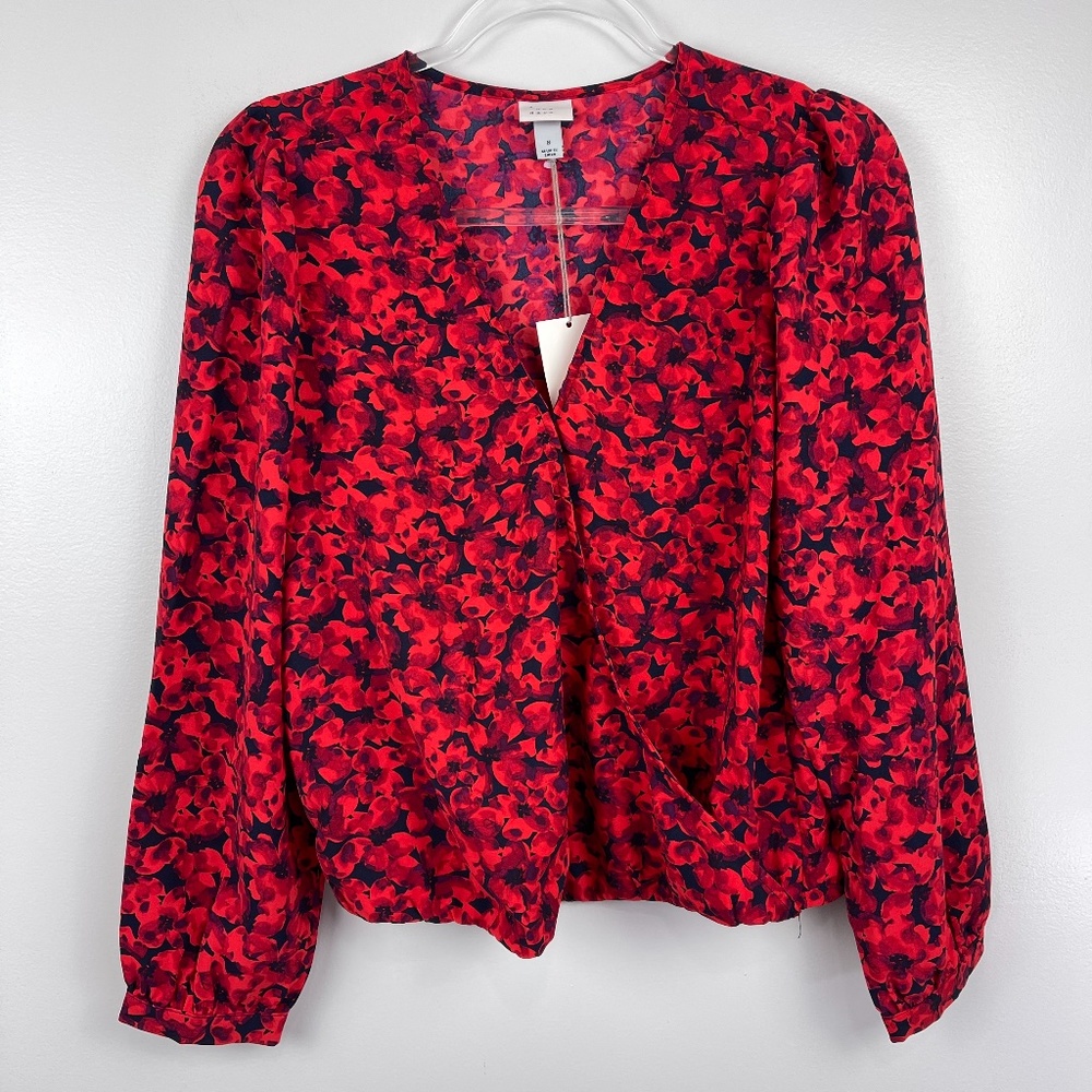 A New Day Red Floral Blouse NWT - Picture 3 of 8